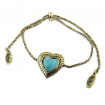 Les Tr&eacute;sors De Lily [P8161] - Bracelet cr&eacute;ateur 'Boho' turquoise dor&eacute; (love) - 18x17 mm turkis