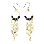 7bis [Q6241] - Boucles artisanales 'Boho' noir dor&eacute; (bois) - 55x15 mm juoda