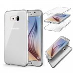Dvigubas silikoninis dėklas Samsung Galaxy A10 A20 A20E A30 A40 A50 A60 A70 A3 A5 A6 A7 A8 A9 skaidrus dangtelis Samsung S8