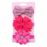 3 vnt/stal. Baby Girl galvos juostelė su lankeliu gėlėmis Princess Newborn Little Girl elastinga plaukų juosta, skirta vaikams, mažylių plaukų aksesuarų rinkinys rožinė raudona spalva
