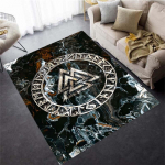 Vikingų Logotipas Stačiakampis Kilimas Skandinavų Mitologijos Simboliai Miegamojo Svetainės Kilimas Kilimas Namų Dekorui Grindų Kilimėliai Zonos Kilimas 120cm x 160cm