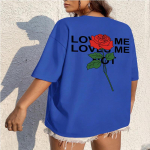 LOVE ME and rose Moteri&scaron;ki mar&scaron;kinėliai su raidžių spauda Vasariniai dideli laisvi drabužiai 100 % medvilnė trumpomis rankovėmis Hip Hop kvėpuojantys mar&scaron;kinėliai S raudona
