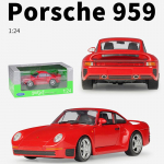 1/24 mastelio WELLY Porsche 959 lydinio automobilio modelis Diecasts metaliniai žaisliniai automobiliai Automobilio modelis Auk&scaron;tos simuliacijos kolekcija Vaikų dovanos 1/24-18x7.9x5.4cm raudona