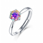 Bague Ringen S925 Sidabrinis &scaron;e&scaron;ių letenų rinkinys su 1ct spalvos moissanite moteri&scaron;ku paprastu madingu reguliuojamu žiedu Nude Cargo violetinė/mėlyna