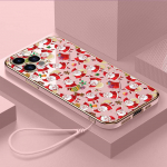 Prabangus padengtas TPU telefono dėklas su dirželiu, skirtas iPhone 6 6s 7 8 Plus SE XR XS 11 12 13 14 15 Pro Max mink&scaron;ti dėklai A23 Kalėdų Senelis Laimingų Naujųjų Metų dangtelis for iPhone 6