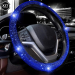 Universalus 38cm Kalnų kri&scaron;tolas vairo dangtelis su Crystal Diamond putojančiu automobilio kvėpuojančiu neslystančiu vairo apsauga mėlyna