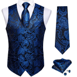 Klasikinis liemenių kaklarai&scaron;tis Paisley &scaron;ilko austa retro liemenė Bowtie Hanky ​​rankogalių sąsagų rinkinys M