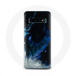 Coque pour Samsung Galaxy s10 edge Nuages de fum&eacute;e multicolore de bleu gris et noir sur fond noir