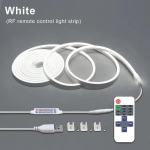 5 V USB LED neoninės &scaron;viesos juostos jutiklinis jutiklis, pritemdomas, lanksti neoninė juosta 120 LED su belaidžiu nuotolinio valdymo pulteliu, kambario dekoru 1m-Remote balta