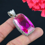 Rožinis topazas brangakmenio pakabukas, masyvus 925 prabos sidabro pakabukas, papuo&scaron;alas, dovana unisex