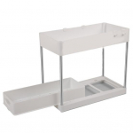 Sandėliavimo tvarkytuvas po kriaukle 2 pakopų stalčius Daugiafunkcis stovas spintelė po kriaukle, laikymo lentyna Vonios virtuvės tvarkyklė juoda