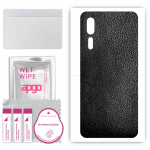 apgo Protective Skin Sticker for the back compatible with ZTE Axon 10s Pro 5G, Wrap Film, Foil, Vinyl - Pattern Black Leather