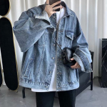 Vyri&scaron;kas džinsinis &scaron;varkas Vyri&scaron;kas &scaron;varkas Retro Hip Hop stiliaus džinsinis &scaron;varkas su daug ki&scaron;enių Didelio dydžio vyri&scaron;kas paltas kasdieniam gatvės stiliui 4XL mėlyna