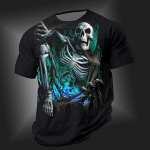 Vyri&scaron;ki mar&scaron;kinėliai Tee Skull Crew Neck Drabužiai Drabužiai 3D Print Street Daily Sports Trumpomis rankovėmis Punk Puikus dizaineris S
