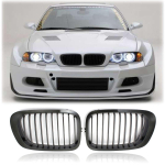 Blizgios juodos priekinio buferio inkstų grotelės BMW 3 serijos 1998-2001 E46 M3 323 i/is 325Ci 328 i/is/Ci 330Ci 2 durų grotelės CHINA