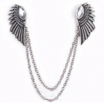 Retro apykaklė Clip Punk Chain Kutas Palaidinė Mar&scaron;kinėliai Angel Wing Tips Pin Sagė