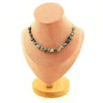 Pierres et Min&eacute;raux. Collier 20 perles Oeil de faucon d'Afrique du Sud. Chaine en acier Collier femmes, hommes. Taille personnalisa