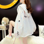 Ledo &scaron;ilko apsauginiai nuo saulės drabužiai moterims megztinis plonas paltas vasarinė apsauga nuo UV spindulių kvėpuojantys su gobtuvu apsauginiai nuo saulės drabužiai XXXL balta