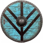 Medinis apvalus vikingų skydas su Legartha mergina Vikingų skydas Viduramžių skydas Riterio Vikingų skydas Dovana jam Mėlynas