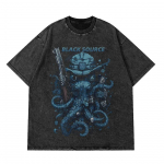 Juodas &scaron;altinis ANIME MANGA VINTAGE WASH UNISEX MAR&Scaron;KINĖLIAI A&scaron;tuonkojis Vyrai Harajuku Mar&scaron;kinėliai Japoni&scaron;ko stiliaus Padidinto dydžio Mar&scaron;kinėliai Drabužiai Vir&scaron;ūnės S