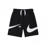 Nike Spalvų Bloko Lengvi Fleece &Scaron;ortai Su Logotipu Vidutinio Juosmens Vaikams Vaikų &scaron;ortai Juodi DO3604-010 M