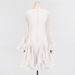 Vienspalvės sujungtos sagos liekninančios suknelės moterims O formos i&scaron;kirpte ilgomis rankovėmis auk&scaron;tu liemeniu margintos raukiniai moteri&scaron;ka mada nauja S juoda