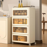 Kompakti&scaron;kas besisukantis laikymo stovas: Mobilus užkandžių, kosmetikos ir grožio organizatorius staliukas Small 1-tier 32*32*31cm kreminė