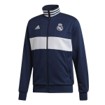 Adidas Real Madrid Sportinis Logotipas Stovintis Apykaklės Striukė Vyri&scaron;ka Vir&scaron;utinė Apranga Tamsiai Mėlyna DX8709 XL