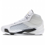Air Jordan 38 PF FIBA Vyri&scaron;ki Sportbačiai Balti Grynai Platininiai Metali&scaron;kai Auksiniai FN7482-100 42.5