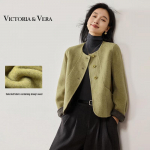 VICTORIA&VERA Women's Reversible Wool Blend Short Coat V9017D03 M