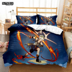 Genshin Impact Animacinis Karikatūrinis Mink&scaron;tas Ir Patogus Individualus Antklodė Patalynės Rinkinys Patalynės Rinkinys Prabangus Antklodės Užvalkalas EU Single(135*200cm)3pcs