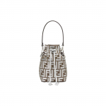Fendi Mon Tresor FF ra&scaron;to Metalinio efekto Nuimamas peties dirželis Kibiro formos rankinė Moteri&scaron;ka petinė rankinė Sidabrinė 8BS010APKVF1MZS Basic Set (Bag+Dust Bag)