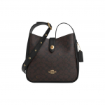 Coach Hadley 25 Metalinis Logotipas Dirbtinės Odos Pečių Crossbody Rankinė Vidutinio Dydžio Moteri&scaron;kos Rankinės Walnut Black CW003-IMXAQ Basic Set (Bag+Dust Bag)