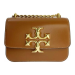 &bdquo;Tory Burch Eleanor Double T&ldquo; didelio logotipo rai&scaron;teliu užtraukiama grandinėlė su matine odine maža kvadratine rankine per petį, moteri&scaron;ki rankinukai su &bdquo;Bourbon-Whiskey&ldquo; 73589-201. Bourbon Whiskey Color