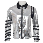 Vyri&scaron;kas Pop Punk Michael Jackson Sidabrinis Užtraukiamas Kailis Cosplay Kostiumas Suaugusiems Helovinas Kaukės Balius Scenos Pasirodymas Apranga S gray