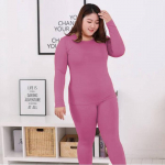 Didelio dydžio terminis komplektas moterims Long Johns rinkinys Vienspalvis &scaron;iltas terminis apatinis trikotažas Thermo ilgomis rankovėmis kelnės Pižamos rinkinys Žieminiai namų drabužiai M rožinė su violetiniu atspalviu
