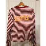 ZYLLO Amerikieti&scaron;ko Retro Stiliaus Gatvės Mar&scaron;kinėliai Apvalia Kaklo I&scaron;kirpte Su Raidžių Spaudiniu Ir Dryžuoti Y2K Laisvalaikio Harajuku Laisvi Ilgomis Rankovėmis L raudona