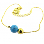 7bis [P8281] - Bracelet artisanal 'Boho' turquoise dor&eacute; - 13x8 mm turkis