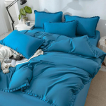 Patalynė, antklodės užvalkalas, patalynė &scaron;lifuota vienspalvė keturių dalių rinkinys i&scaron; grynos medvilnės &scaron;oninė dvigulė lova 1.5m