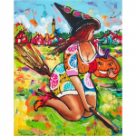 5D deimantinis paveikslas, storas ponios pilnas apvalus grąžtas Animacinis filmas Deimantinis siuvinėjimas Storoji moteris pie&scaron;ia &scaron;iaurieti&scaron;ką paveikslą Vonios kambario dekoras Full Round 20x25CM