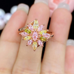 Bella Box Vestuvinis žiedas Moteri&scaron;ka mada Gėlės formos atidarymas Gležni žiedai Romanti&scaron;ki mergaičių aksesuarai Jubiliejaus dovanų tendencijos papuo&scaron;alai rožinio aukso spalvos