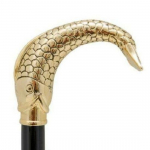 Senovinė žuvies žalvario rankena Antikvarinio stiliaus Viktorijos laikų cukranendrių medinė lazda Dovana