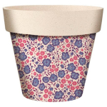 Les Tr&eacute;sors De Lily [A2155] - Cache-pot bambou 'Fleurs' violet beige - 95x84 mm violetinė