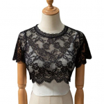 Mink&scaron;tas vidinis apatinis vir&scaron;us permatomas eleganti&scaron;kas O kaklo moteri&scaron;kas netikras apykaklė L juoda