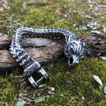 Titano plieno vikingų apyrankė Vyri&scaron;ka vintažinė stora grandinėlė Nerūdijančio plieno vilko mados apyrankė 19cm