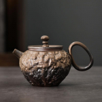 Retro rough pottery teapot single pot home Japanese handmade kiln change gilt rust glaze ceramic kung fu tea set tea maker