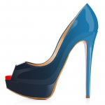 Kryžminiai drabužiai Unisex Vyri&scaron;ki Hot Drag Queen Madingi Seksualūs auk&scaron;takulniai &bdquo;Peep Toe Stilettos&ldquo; platformos pompos Gradiento spalvų lakinės odos auk&scaron;takulniai batai 41 mėlyna