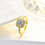 Madingas tikras moissanite deimantinis kvadratinis žiedas grynas S925 sterlingas sidabras, 18K paauksuotas moterims, puiki papuo&scaron;alai vestuvinė dovana 9
