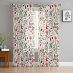 Spalvoti gėlės lapai &scaron;akos augalai tiulio langų užuolaidos svetainė organza permatoma voile užuolaida miegamasis virtuvė namų dekoras W135 x H115cm x1