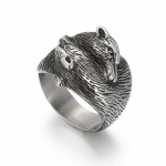 Viking Wolf Head Nordic vyrų nerūdijančio plieno žiedas punk gyvūnų papuo&scaron;alai, dydis 8-12 8 juoda